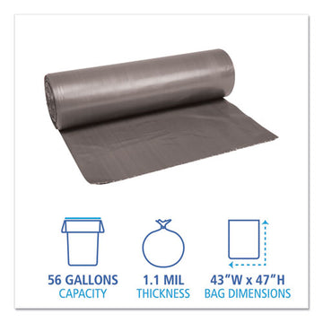 Boardwalk® Low-density Waste Can Liners, 56 Gal, 1.1 Mil, 43" X 47", Gray, 100-carton freeshipping - TVN Wholesale